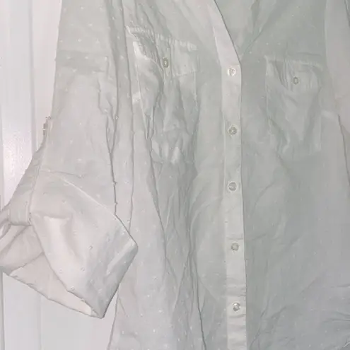 Ellen Tracy white cotton button down top white size medium