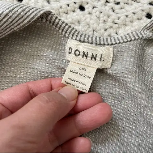 Donni Anthropologie Ribbed Stripe Open Front Longline Cardigan Gray comfy lounge White Size undefined