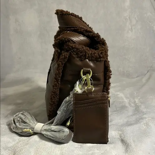 ASPEN Brown Quilted Mini Bag with Sherpa Accents