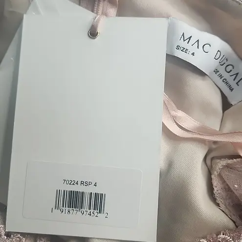 Mac Duggal FLORAL APPLIQUE LONG SLEEVE ILLUSION GOWNR size 4