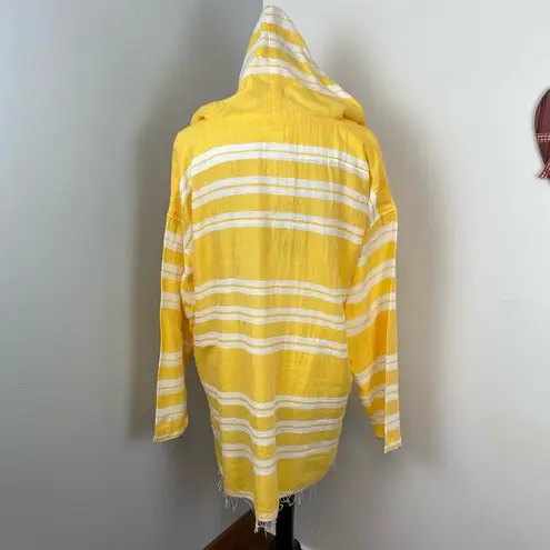 Lemlem NEW Golden Striped Doro Fringe Long Sleeve Hoodie Large