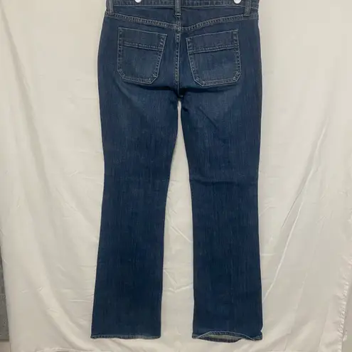 Gap Women's Size 2 Boot Cut Stretch Mid Rise Flap Pockets Dark Wash Denim Jeans