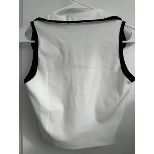 Contrast Trim Johnny Collar Tank Top The Workshop White Black NWT Medium