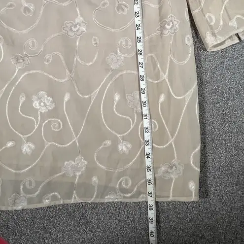 Selene Sport Womens Large Beige Shift Dress Pullover Polyester Floral Embroidery Tan