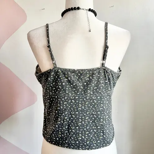 Art Class Black Lace Trim Floral Tank Top,‎ Gothic Whimsigoth Grunge Indie Sleaze Medium