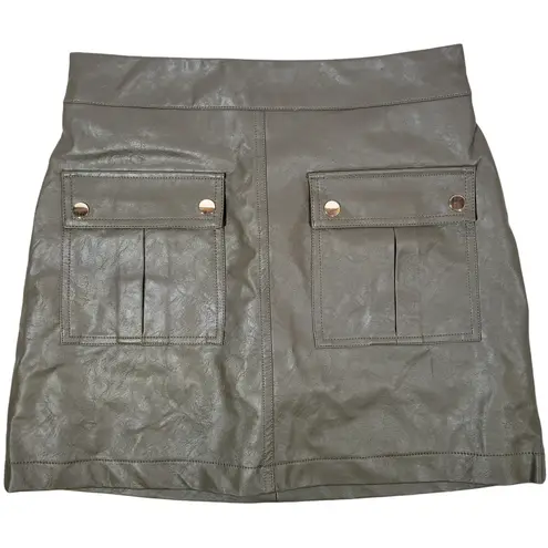 TRUTH by REPUBLIC Faux Leather Cargo Mini Skirt Moss Size 6 NWT Gray