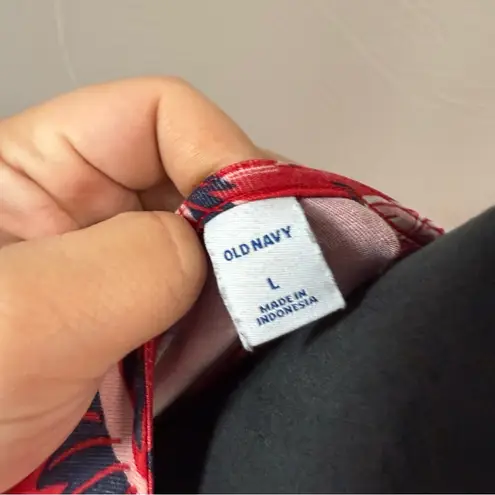 Old Navy  Long Sleeve Floral Oriental Stretchy Dress Midi Red White Casual‎ L