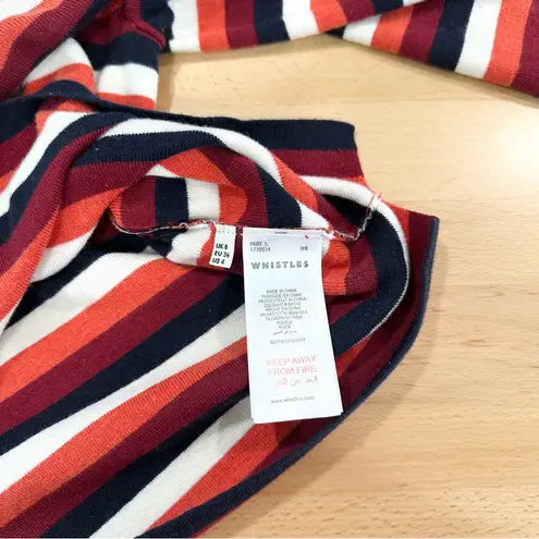Whistles Striped Wool Sweater Women’s Size 4 Red Navy Cream Long Sleeve Pullover