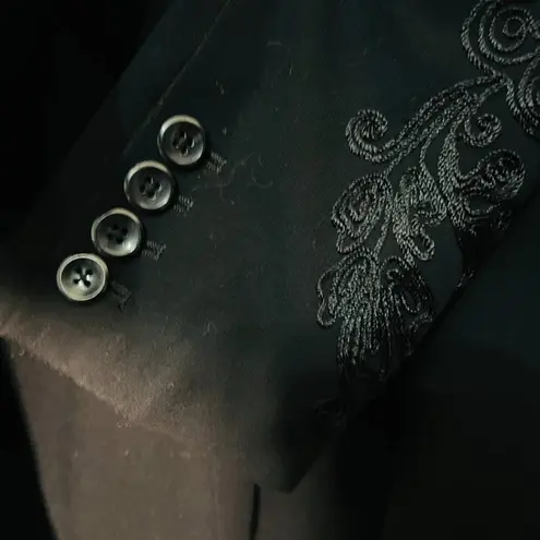 Coldwater Creek Soutache Boyfriend Jacket Black Embroidered Stitch Trim Sz 14