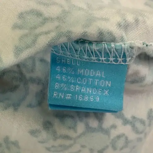 J. McLaughlin Short Sleeve Knit Tee T Shirt Women’s XL White Turquoise Blue