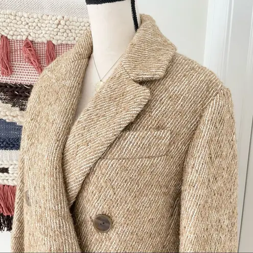 Vince  Boucle Wool Twill Double-Breasted Peacoat Beige Size S NWT