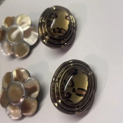 Lot Of 4 Statement Costume Earrings Clip On Clip