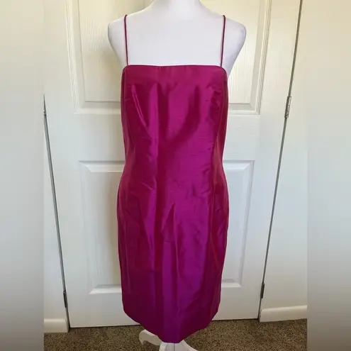 Ellen Tracy Vintage Magenta 100% Silk 2 Piece Suit Size 6