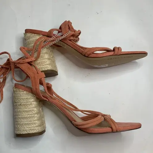 Gibson Latimer women’s Peach Strappy Suede 3.5” Sandals Heels New S-086 Sz 10