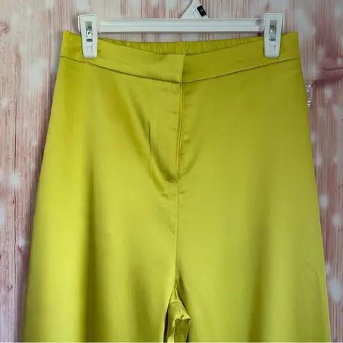 Micas Yellow Basic Satin High Waisted Straight Leg Trousers