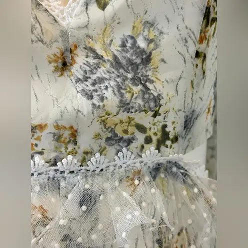 Seven Wonders Romantic Cottagecore Coquette Floral Lace Dress Size 06 White