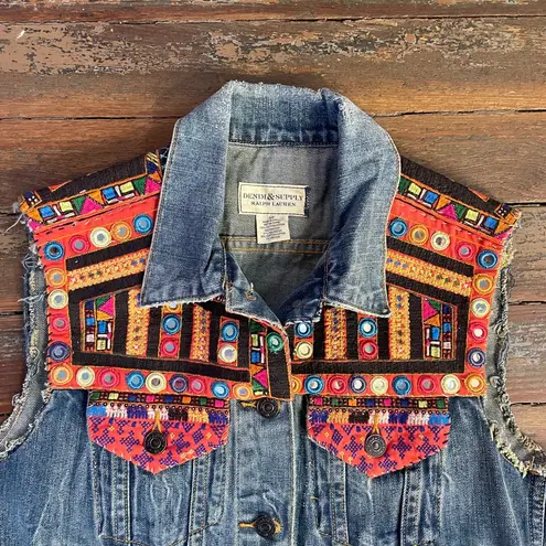 Denim & Supply Ralph Lauren Vintage Rare Jean Vest Southwestern - Sz S π§‘π