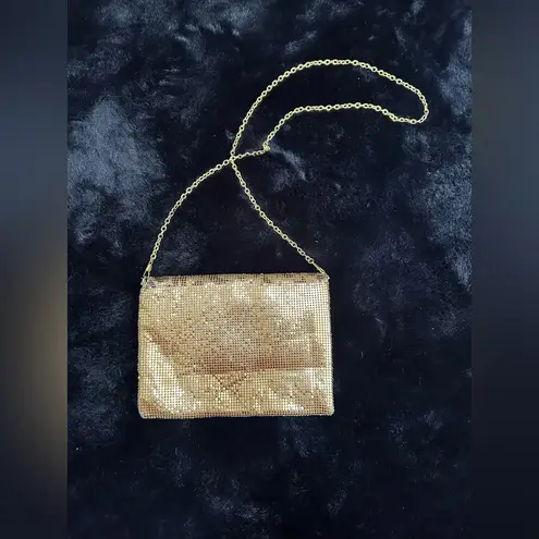 Vintage Gold Mesh Purse with Leopard Print Detail