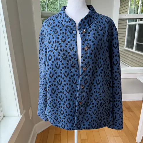 Handmade Marketplace Made in India Cobalt Blue and Black Quilted Cotton Jacket L Size L - Image 11