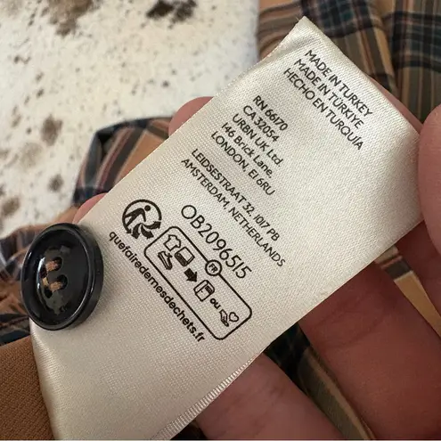 Maeve ANTHROPOLOGIE The Avery Elastic-Back Trousers Tan Plaid Size Small NWT