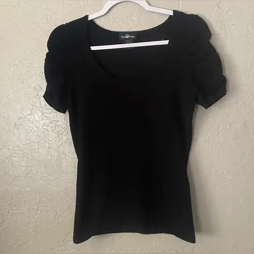 it's our time It’s Our Time Women’s Black Ruched Blouse Size M Comfy Career Top