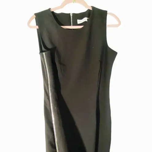 Calvin Klein black Midi dress Classy Side Zippers detail silver hardware women 6