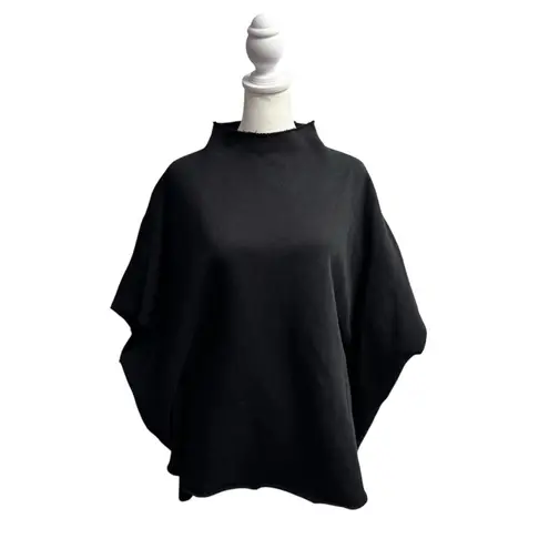 Frank & Eileen Audrey Funnel Neck Capelet Triple Fleece One Size OS Black