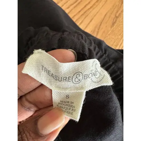 Black Elastic Waist Midi Skirt With Drawstring & Back Slit