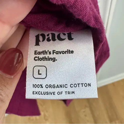 Pact Coastal Double Gauze Tie Waist Midi Dress size Large in Sangria Cotton