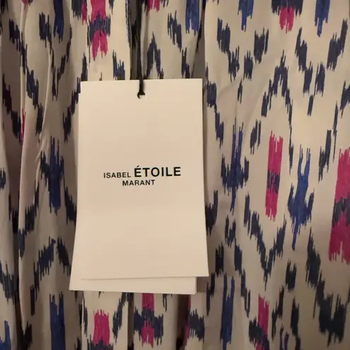 Isabel Marant ISABEL ETOILE MARANT Aurora Printed Crepe Blouse in White Blue Pink FR40 US8 NWT