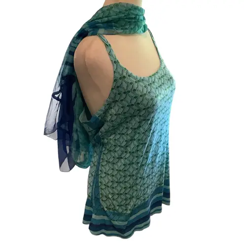 Live and let live Blue and Green Flowy Blouse Multiple Ways to Wear. WORN ONCE - Image 6