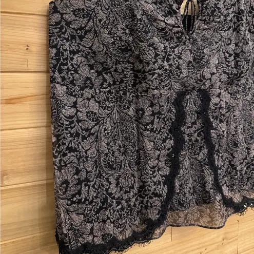 Lane Bryant XL Dark Coquette Filigree Lace Silk Dainty Spaghetti Strap Tank Top Black