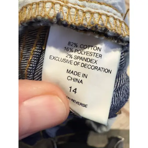 NY and Company Curvy Skinny Crop Jeans Dark Wash Women's 14 Large NYC Capri Blue