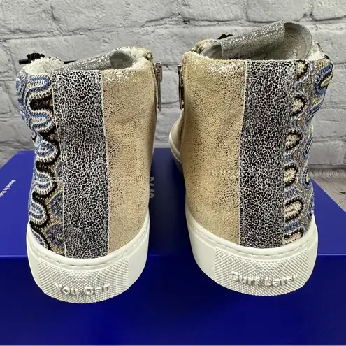 P448 StarBS High Top Sneakers Embroidered Panama Gray Size Zipper EU38 (7.5-8)