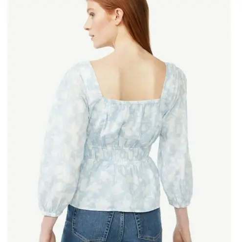 Free Assembly NWT blue floral cottage core smocked waist blouse small