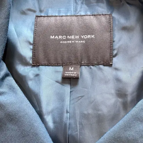 Andrew Marc Marc New York Women's Blue Double-Breasted Peacoat Hooded Jacket M