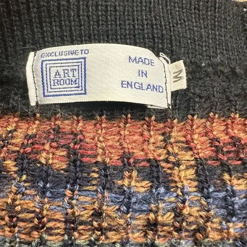 Art Room Women's Geometric Multicolor Jacquard Coatigan Size M Fall Winter Wool Blue Size M