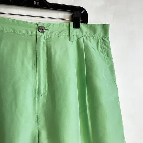 Vince  Womans Size 14 Green 100% SILK pleated High Rise Culotte Shorts