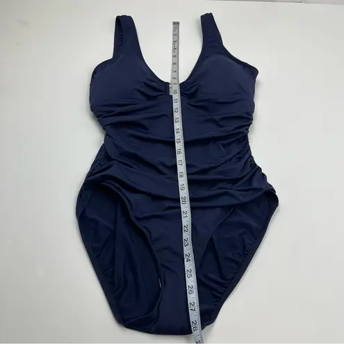 Lauren Ralph Lauren Ring Over The Shoulder One Piece Swimsuit Navy Blue 14 NWOT