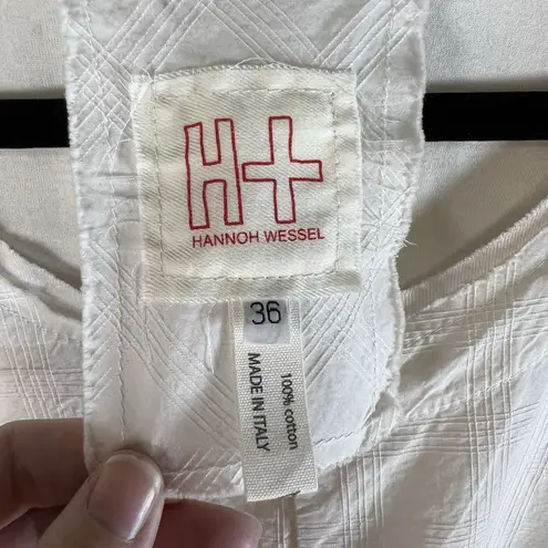 Hannoh Wessel Cotton White Top Made in Italy 36 Long Sleeve Designer Minimalist Size M