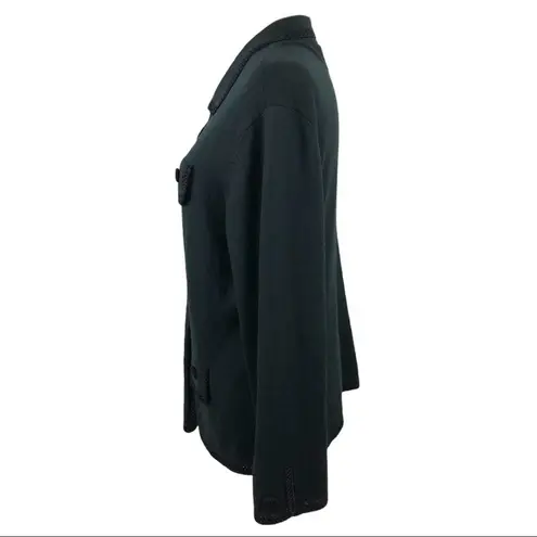 Etcetera Black Knit Silk/Cashmere blend Granny Cardigan with Crochet Trim XL - Image 7