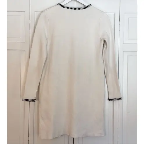 Magaschoni white with black whip stitch detail open cardigan coat xs