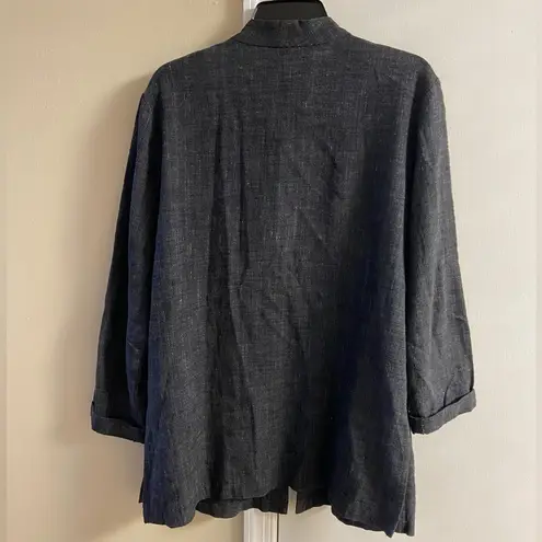 Eileen Fisher  blazer charcoal open front linen blend Medium