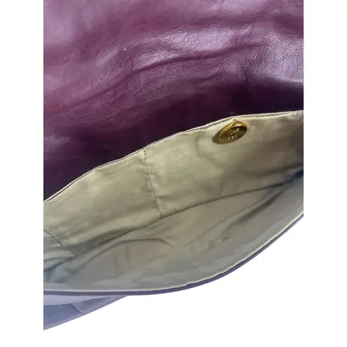 LAI Real Python Skin Leather Clutch Purple