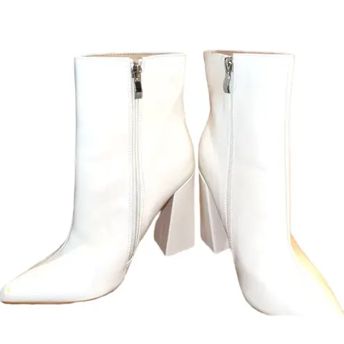 Boohoo White Tall Ankle Boots