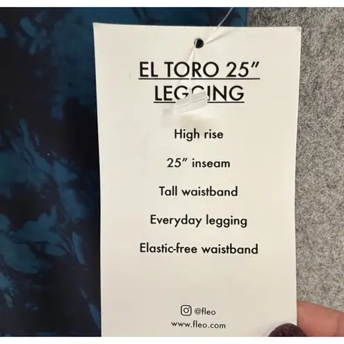 Fleo El Toro 25" Leggings Womens L Heather Navy Clouds High Rise Sporty Gym Yoga Blue Size L