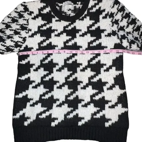 Sandro Houndstooth Sweater Black White Chunky Knit Oversized Women Medium Wool