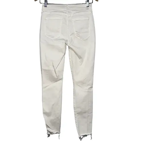 Mother Denim Women’s Size 26 Warm Ivory Double Fray Charmer Skinny Jeans White