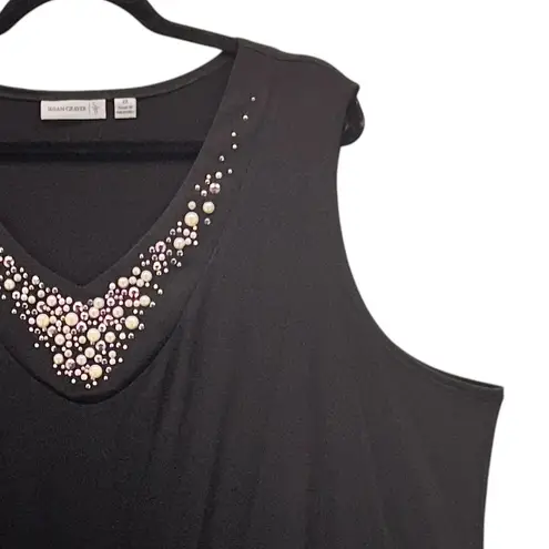 Susan Graver Womans Embelished Tank Size 2x LIquid Knit Elegant Timeless Stretch