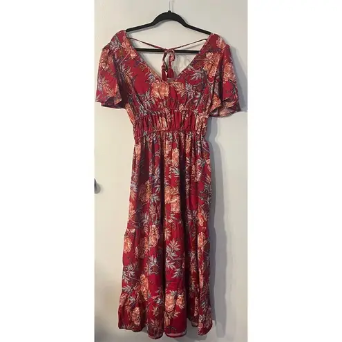 Band Of The Free Abilene V Neck Floral Maxi Dress BoHo Sz Small NWT Red